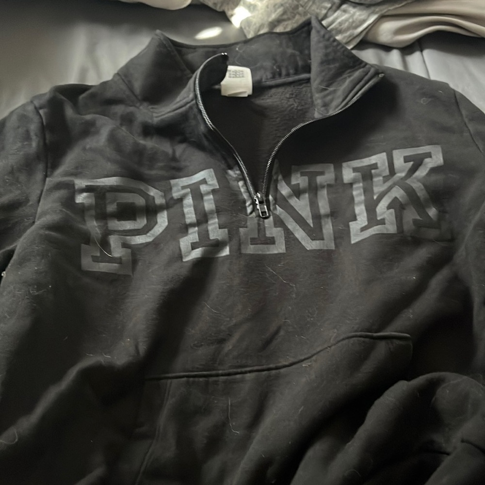 PINK black quarter zip hoodie